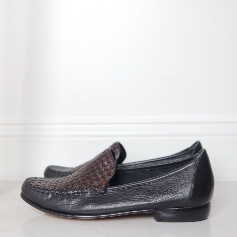 CLOE HAAN Vintage Felissa Woven Leather Loafer in Black Brown Women's 8 NEW - Picture 2 of 7